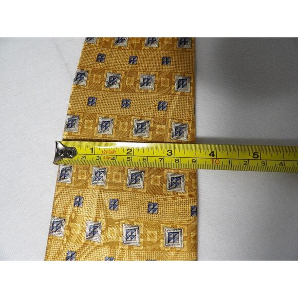 Vintage Robert Talbots Silk Neck Tie for Hickeys Yellow Golden Geometric - Picture 9 of 9